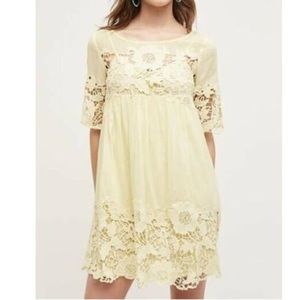 Anthropologie Yellow Magnolia Lace Mini Dress